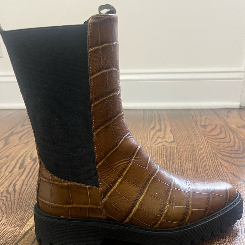 Freda Salvador ELI MID-CALF BOOT - 8 / Mocha Embossed Croc - Picture 5 of 6